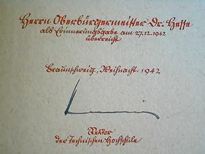 Imagen del vendedor de Vorläuffige Nachricht von dem Collegio Carolino zu Braunschweig. Herrn Oberbürgermeister Dr. Hesse als Erinnerungsgabe am 27. 12. 1942 überreicht. Braunschweig Weihnacht 1942 handschriftlich signiert von einem Doktor der Technischen Hochschule Braunschweig 1942. que vende Antiquariat Ehbrecht - Preis inkl. MwSt.