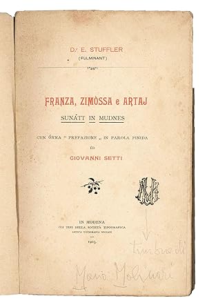 Bild des Verk�ufers f�r Franza, zim�ssa e artaj. Sun�tt in mudnes. zum Verkauf von Libreria Alberto Govi di F. Govi Sas