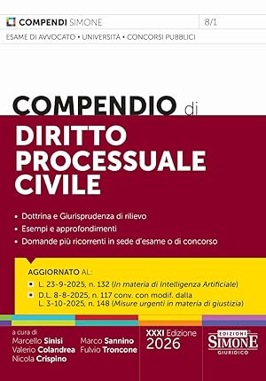 Seller image for Compendio di diritto processuale civile for sale by Rarewaves.com UK