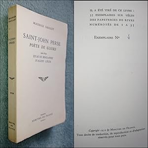 Seller image for SAINT-JOHN PERSE po�te de gloire. suivi d'un essai de biographie d'Alexis L�ger. for sale by Le Hollandais volant