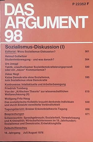 Bild des Verk�ufers f�r Keine Demokratie ohne Sozialismus, kein Sozialismus ohne Demokratie -in: Das Argument 98, 18. Jg., Juli/August 1976. zum Verkauf von books4less (Versandantiquariat Petra Gros GmbH & Co. KG)