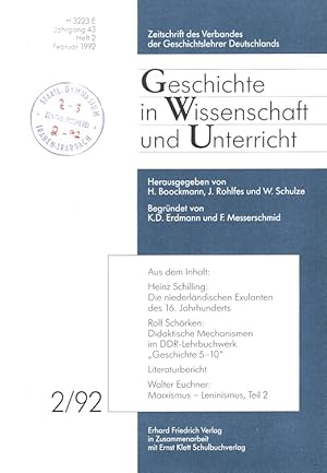 Bild des Verk�ufers f�r Geschichte in Wissenschaft und Unterricht GWU Jahrgang 43 Heft 2/1992 Zeitschrift des Verbandes der Geschichtslehrer Deutschlands zum Verkauf von Versandantiquariat Nussbaum