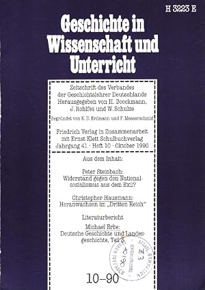 Bild des Verk�ufers f�r Geschichte in Wissenschaft und Unterricht GWU Jahrgang 41 Heft 10/1990 Zeitschrift des Verbandes der Geschichtslehrer Deutschlands zum Verkauf von Versandantiquariat Nussbaum