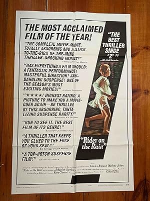 Seller image for Rider in the Rain One Sheet 1970 Charles Bronson, Marlene Jobert, Rene Clement! for sale by AcornBooksNH