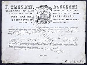Seller image for Certificato di autentica reliquia: S. Maria Vergine, S. Aloisio, etc. - 1862 for sale by Chartaland