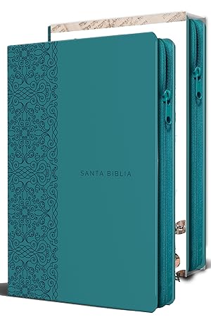 Image du vendeur pour Biblia Reina Valera 1960 letra grande. SÃ­mil piel aguamarina, cremallera, tamaÃ±o manual/Spanish Bible RVR 1960. Handy Size, Large Print, Leathersoft Aqua, (Spanish Edition) mis en vente par clickgoodwillbooks