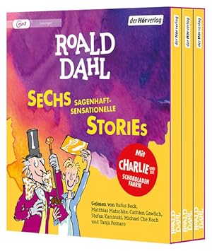 Bild des Verk�ufers f�r Sechs sagenhaft-sensationelle Stories Charlie und die Schokoladenfabrik - Der fantastische Mister Fox - James und der Riesenpfirsich - Mister Hoppys Geheimnis - Danny, der Weltmeister - George und das Wundermittel. - Sechs Titel in einer Box zum Verkauf von buch & t�ne GmbH