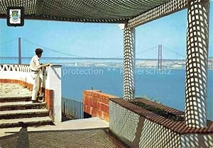 Imagen del vendedor de Postkarte Carte Postale Almada Setubal PT Miradouro-da-Boca-de-Vento Ponte-Salazar Tejo Haengebruecke Au a la venta por Versandhandel Boeger