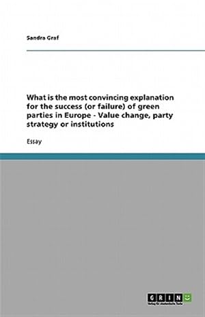 Immagine del venditore per What Is the Most Convincing Explanation for the Success (or Failure) of Green Parties in Europe - Value Change, Party Strategy or Institutions venduto da GreatBookPricesUK
