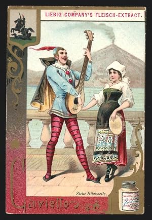 Image du vendeur pour Sammelbild Liebig, Fleisch-Extrakt, Claviello, Mann spielt die Laute f�r eine h�bsche Frau mis en vente par Bartko-Reher