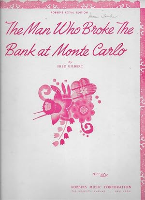 Imagen del vendedor de The Man Who Broke the Bank At Monte Carlo - Piano Sheet Music a la venta por Squeaky Trees Books