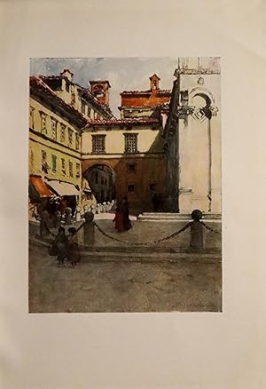 Seller image for 1905 Italian original Print - Piazza San Michele, Lucca - from book Florence & Some Tuscan Cities (1905) for sale by L'Affichiste Vintage Posters