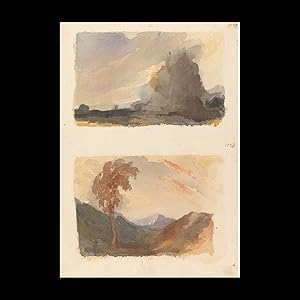 Bild des Verk�ufers f�r Two Drawings on One Sheet: Landscape with Large Cliff in Foreground - Cuyp's Principle (no. 3); Landscape with Tree in Foreground, Mountains in Distance - Both's Principle (no. 4), A5 zum Verkauf von Contentum