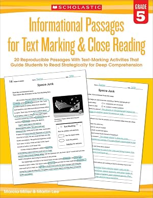 Immagine del venditore per Informational Passages for Text Marking & Close Reading: Grade 5: 20 Reproducible Passages With Text-Marking Activities That Guide Students to Read Strategically for Deep Comprehension venduto da Blue Vase Books