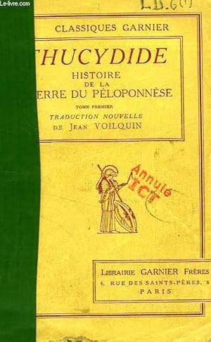 Seller image for HISTOIRE DE LA GUERRE DU PELOPONNESE, TOME I for sale by Le-Livre