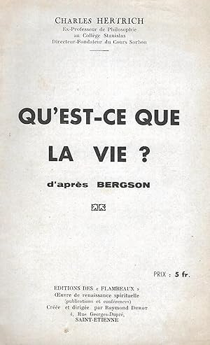 Bild des Verkufers fr Revue Les Flambeaux (confrences et publications) : Qu'est-ce que la vie d'aprs Bergson zum Verkauf von LES TEMPS MODERNES