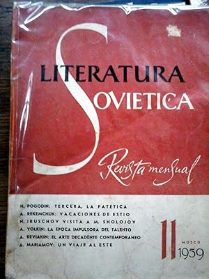 Bild des Verkufers fr Literatura Sovitica Revista mensual, n 11 zum Verkauf von DEL SUBURBIO  LIBROS- VENTA PARTICULAR