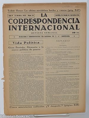 La correspondencia internacional; revista semanal, año V, num. 53, 15 Dicbre. 1933