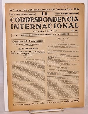 La Correspondencia internacional; revista semanal, año V, num. 56, 29 Dicbre. 1933