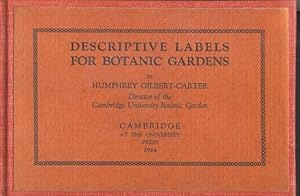 Bild des Verkufers fr DESCRIPTIVE LABELS FOR BOTANIC GARDENS zum Verkauf von Carnegie Hill Books