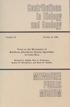 Immagine del venditore per Notes on the movements of Basiliscus plumifrons (Sauria: Iguanidae) in Costa Rica. venduto da Frank's Duplicate Books