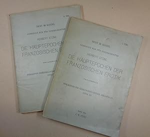 Bild des Verkufers fr Die Hauptepochen der franzsischen Erotik. Nicht im Handel. Gedruckt nur fr Subskribenten. 2 Tle. in 2 Bnden. Wien, C. W. Stern 1910. Kl. 4. 80 S.; (81-)158 S., 1 Bl., mit 71 (4 farb.) ganzs. Tafelseiten, OKart. zum Verkauf von Antiquariat Johannes Mller