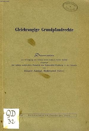 Seller image for GLEICHRANGIGE GRUNDPFANDRECHTE (DISSERTATION) for sale by Le-Livre