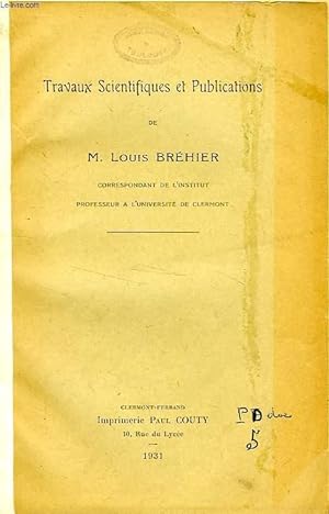 Bild des Verkufers fr TRAVAUX SCIENTIFIQUES ET PUBLICATIONS zum Verkauf von Le-Livre