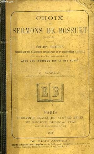 Seller image for CHOIX DE SERMONS DE BOSSUET (1653-1691) for sale by Le-Livre