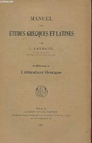 Bild des Verkufers fr MANUEL DES ETUDES GRECQUES ET LATINES zum Verkauf von Le-Livre