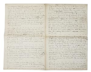 Orig. handwritten and signed manuscript for "Notes on Matters Parliamentary." 4 pp. 4to. - [ORIGI...