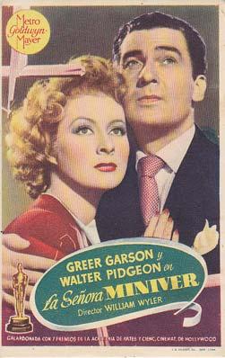 LA SEÑORA MINIVER - Director: William Wyler - Actores: Greer Garson y Walter Pidgeon/ Cine Americano