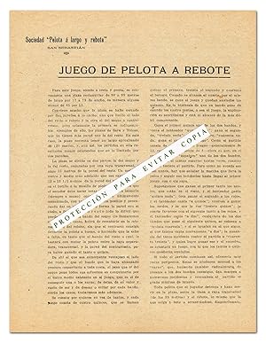 Imagen del vendedor de JUEGO DE PELOTA A REBOTE [Pelota Vasca]. a la venta por Librera Berceo (Libros Antiguos)