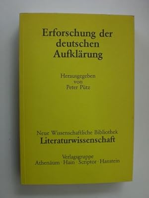 Bild des Verkufers fr Erforschung der deutschen Aufklrung. (=Neue Wissenschaftliche Bibliohek - Literaturwissenschaft 94). zum Verkauf von Stefan Kpper