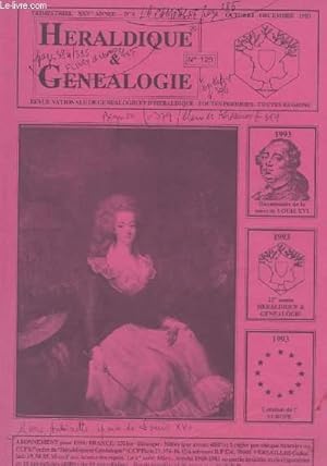 Bild des Verkufers fr REVUE NATIONALE D'HERALDIQUE ET DE GENEALOGIE - XXV ANNE - N 4 - N 129 zum Verkauf von Le-Livre