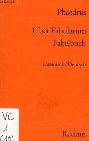 Bild des Verkufers fr LIBER FABULARUM, FABELBUCH, LATEINISCH/DEUTSCH zum Verkauf von Le-Livre