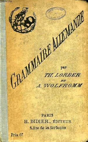 Seller image for GRAMMAIRE ALLEMANDE for sale by Le-Livre