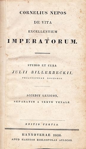 Bild des Verkufers fr Cornelius Nepos de Vita Excellentium Imperatorum. Studio et cura Julii Billerbeckii. zum Verkauf von Antiquariat Immanuel, Einzelhandel