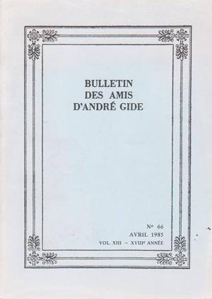Bild des Verkufers fr Bulletin des Amis d'Andr Gide n66 zum Verkauf von Bouquinerie "Rue du Bac"