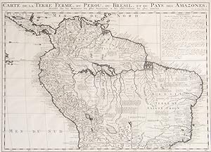 Carte de la Terre Ferme, du Perou, du Bresil, et du Pays des Amazones, Dressée sur les Mémoires l...