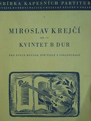 Bild des Verkufers fr Kvintet B-Dur na pamatku me matky. Op. 15. (1925 -1926). Pro dvoje housle, dve violy a violoncello. Streichquintett fr 2 Violinen, 2 Violen und Violoncello. Taschenpartitur. zum Verkauf von Antiquariat Tarter, Einzelunternehmen,