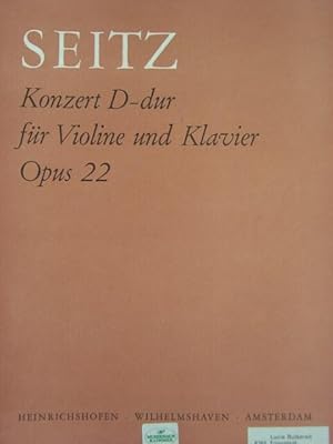 Bild des Verkufers fr Schler-Koncert Nr. 2 fr Violine und Pianoforte. D dur. Op. 22. I. Lage. 2 Stimmhefte (= komplett). zum Verkauf von Antiquariat Tarter, Einzelunternehmen,