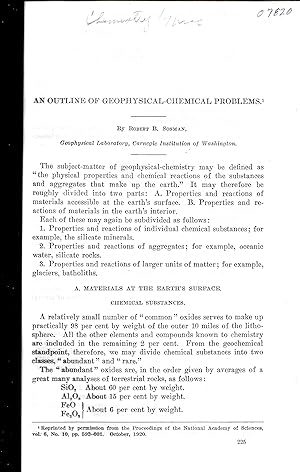 Immagine del venditore per AN OUTLINE OF GEOPHYSICAL-CHEMICAL PROBLEMS. venduto da Legacy Books