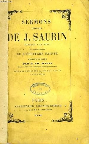 Bild des Verkufers fr SERMONS CHOISIS SUR DIVERS TEXTES DE L'ECRITURE SAINTE zum Verkauf von Le-Livre