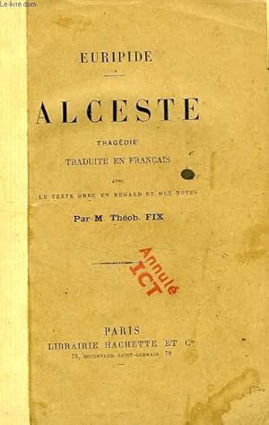 Seller image for ALCESTE, TRAGEDIE for sale by Le-Livre