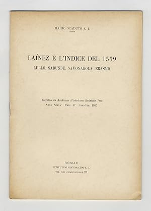 Laínez e l'indice del 1559. Lullo, Sabunde, Savonarola, Erasmo.