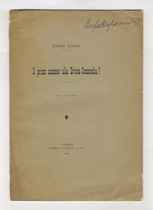 Imagen del vendedor de Il primo accenno alla Divina Commedia? Nota dantesca. a la venta por Libreria Oreste Gozzini snc