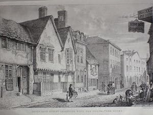 Original Antique Lithograph Illustrating South Gate Street Leicester with the Confrators House. D...