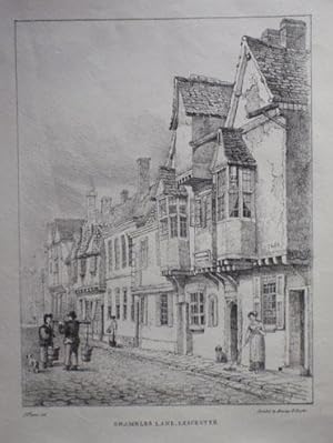 Original Antique Lithograph Illustrating Shambles Lane, Leicester. Drawn By John Flower and Publi...