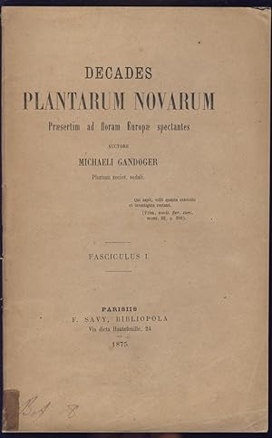 Decades Plantarum Novarum praesertim ad floram Europae spectantes. Fasc. 1